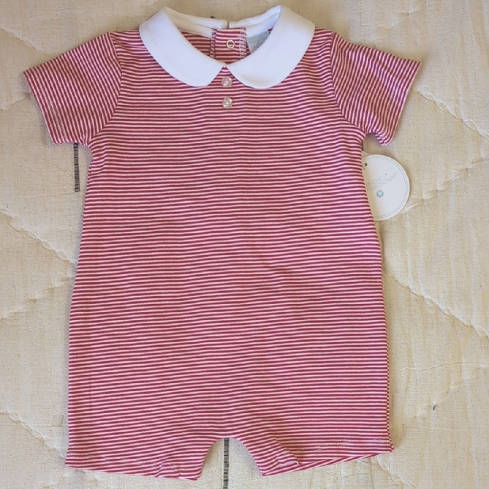 Edgehill Collection Red and White Striped Baby Romper